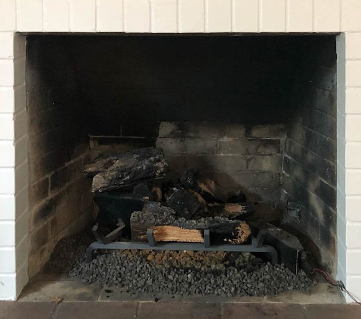 Electric Fireplace Gas Log Cleaning - Before