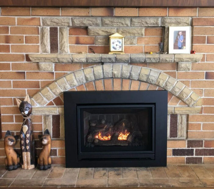 Electrical Fireplaces installed into a brick wall in San Mateo